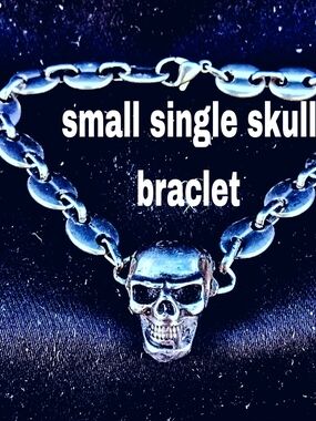 Surgical Steel Skull Link Bracelet for Women - Small Single Skull Accent